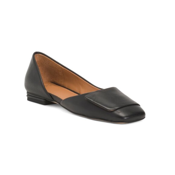 FRANCO SARTO Black Leather Tracy Flats - Picture 1 of 2